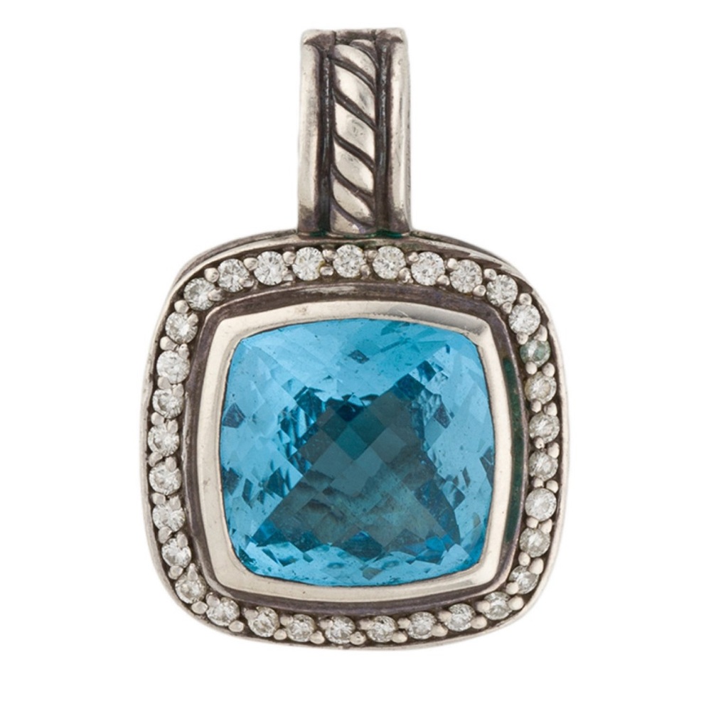 David Yurman Blue Topaz and Diamond Albion Pendent